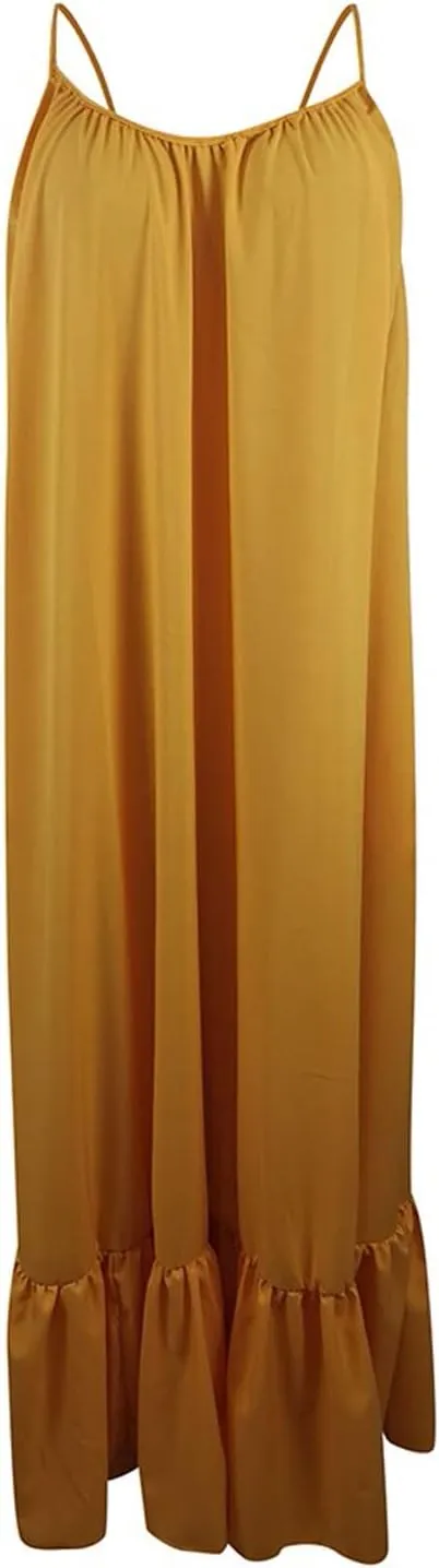 Women Spaghetti Strap Long Dresses Oversize Loose Sleeveless Hide Belly Ankle Length Flowy Swing Hem Maxi Dresses