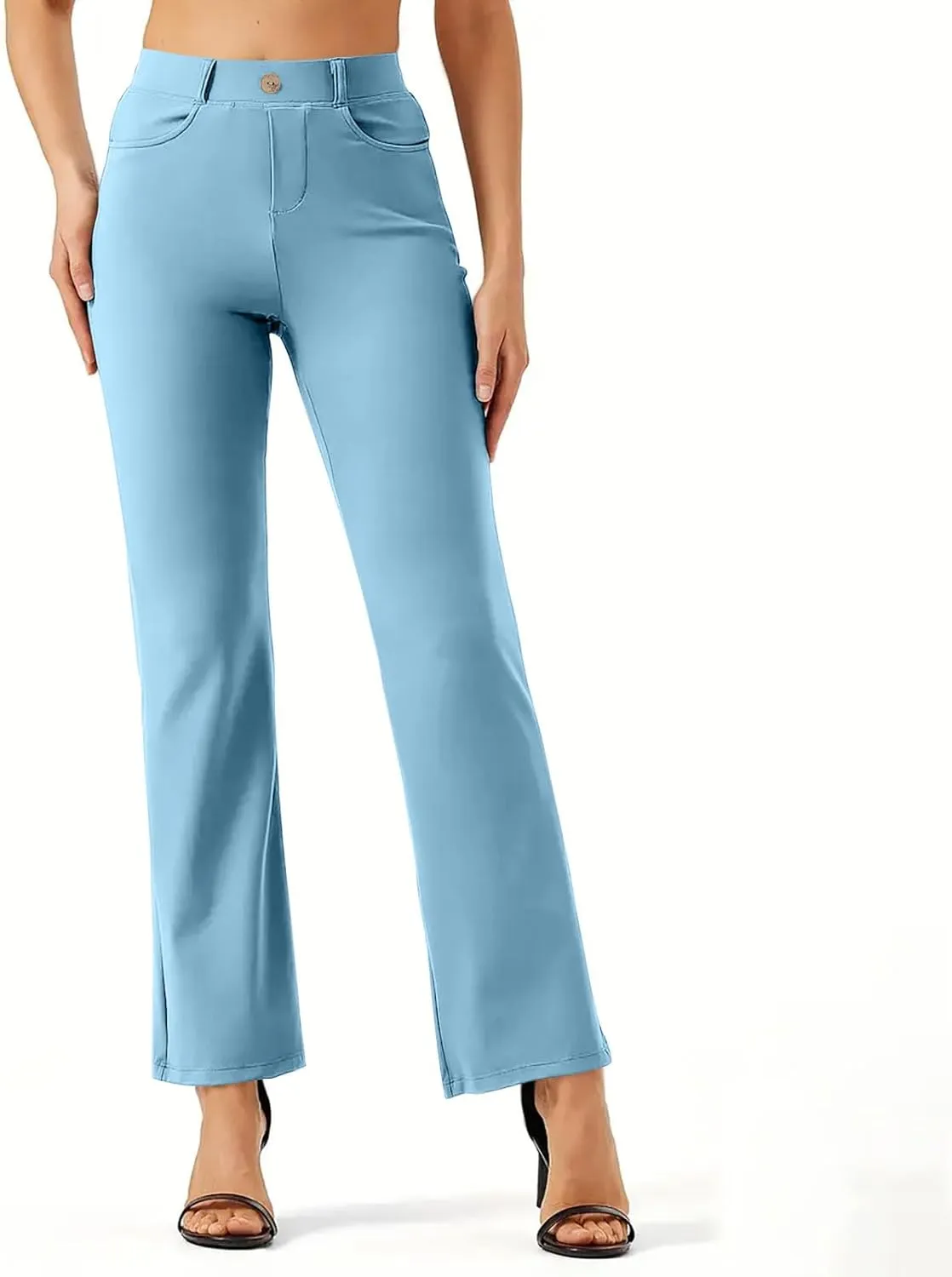 Women Suit Pants Fashion Solid High Waist Dress Trouser Work Office Straight Leg Business Casual Pants with Pocket