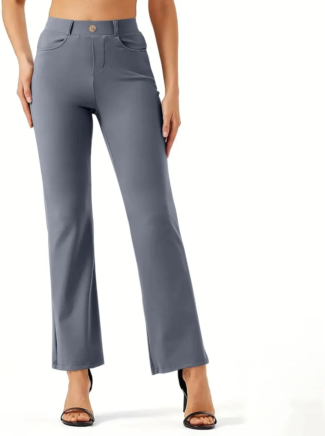 Women Suit Pants Fashion Solid High Waist Dress Trouser Work Office Straight Leg Business Casual Pants with Pocket