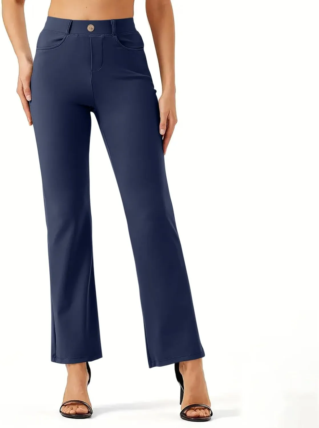 Women Suit Pants Fashion Solid High Waist Dress Trouser Work Office Straight Leg Business Casual Pants with Pocket
