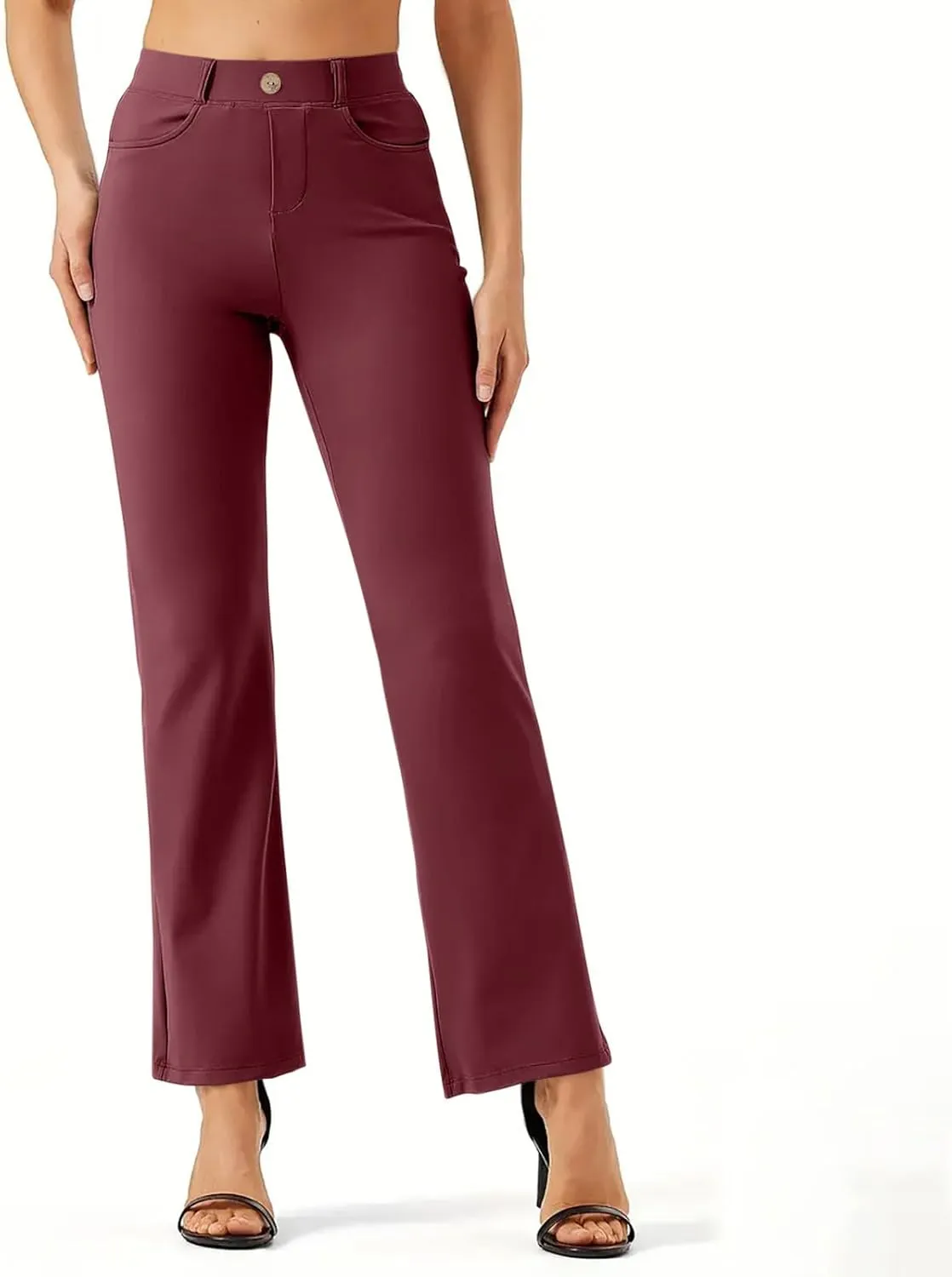 Women Suit Pants Fashion Solid High Waist Dress Trouser Work Office Straight Leg Business Casual Pants with Pocket