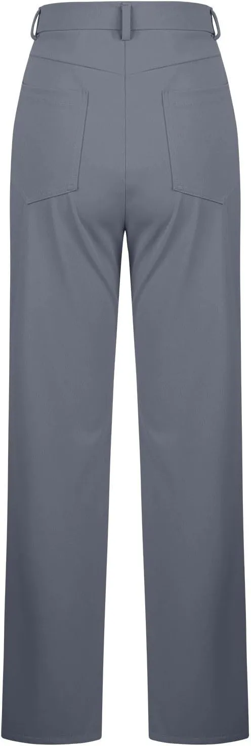 Women Suit Pants Fashion Solid High Waist Dress Trouser Work Office Straight Leg Business Casual Pants with Pocket