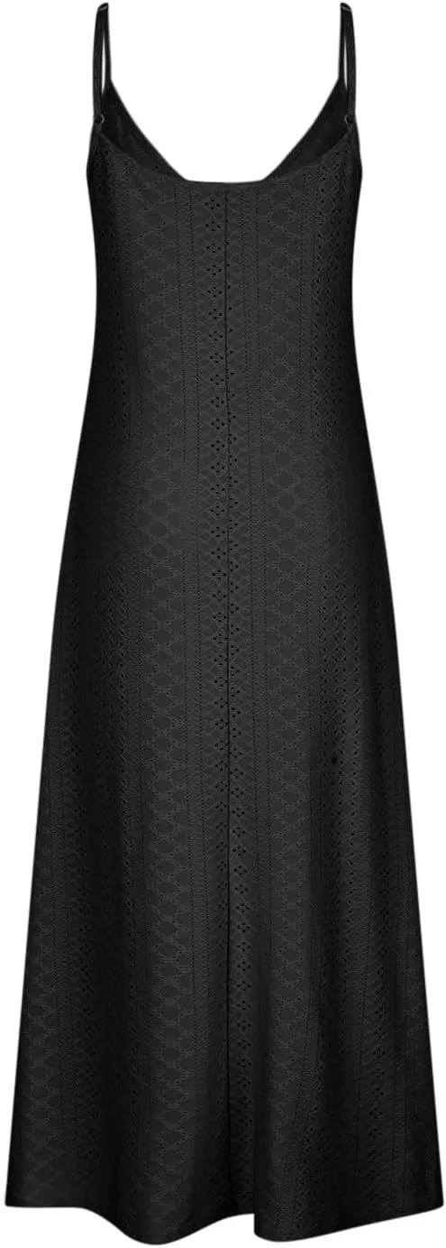 Women Summer 2025 Maxi Dresses Vacation Hollow Out Spaghetti Strap Sundress V Neck Ankle Length Ladies Dress