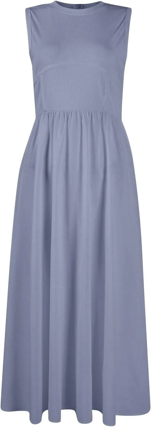 Women Summer Dresses Casual Sundresses Wrap Boho Dresses Tank Dress Sleeveless Business Midi A Line Dress with Pockets