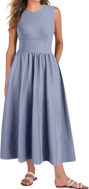 Women Summer Dresses Casual Sundresses Wrap Boho Dresses Tank Dress Sleeveless Business Midi A Line Dress with Pockets
