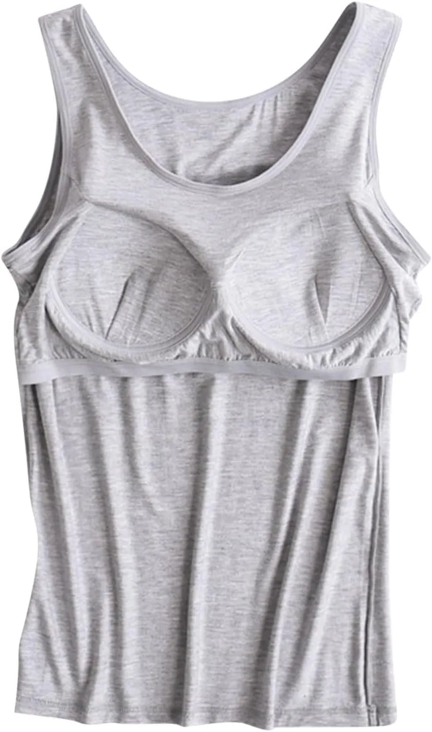 Women Tank Top with Built in Bra Camisole, Womens Tank with Built in Bra, Spaghetti Strap Tank Top Built in Bra