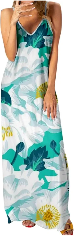 Womens Boho Dresses Casual Exotic Boho Halter Neck Empire Waist Dress 2025 Summer Casual Loose Swing Midi Dresses