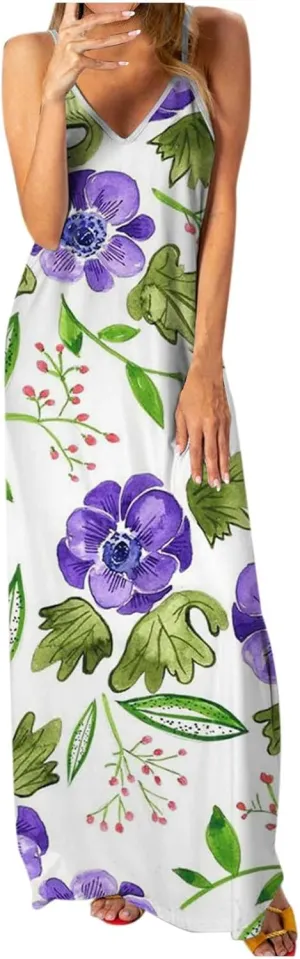 Womens Boho Dresses Casual Exotic Boho Halter Neck Empire Waist Dress 2025 Summer Casual Loose Swing Midi Dresses