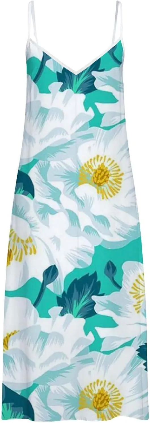 Womens Boho Dresses Casual Exotic Boho Halter Neck Empire Waist Dress 2025 Summer Casual Loose Swing Midi Dresses