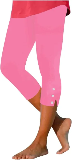 Womens Capris for Summer Dressy Cropped High Waist Yoga Pants Casual Stretchy Leggings Workout Compression Pants