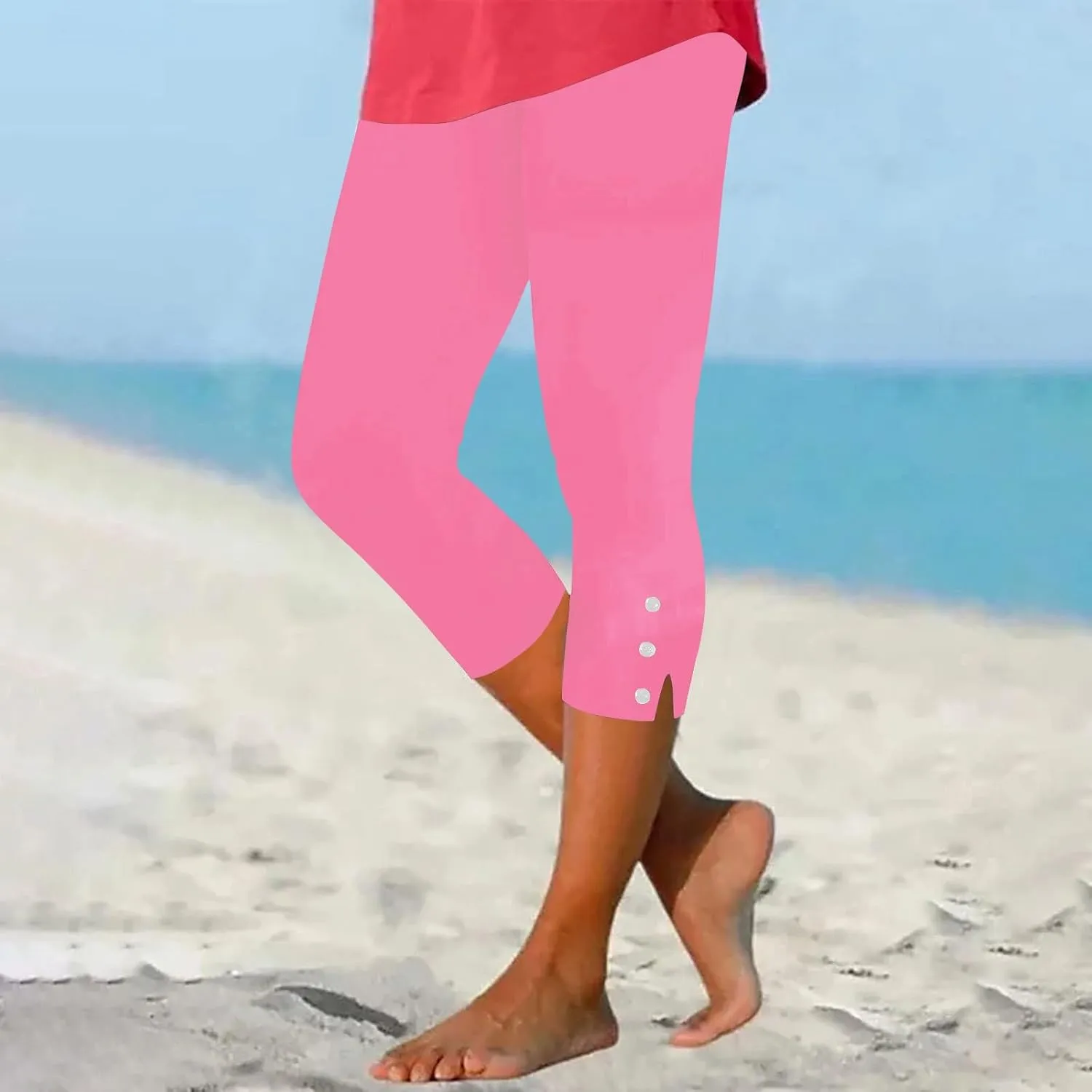Womens Capris for Summer Dressy Cropped High Waist Yoga Pants Casual Stretchy Leggings Workout Compression Pants