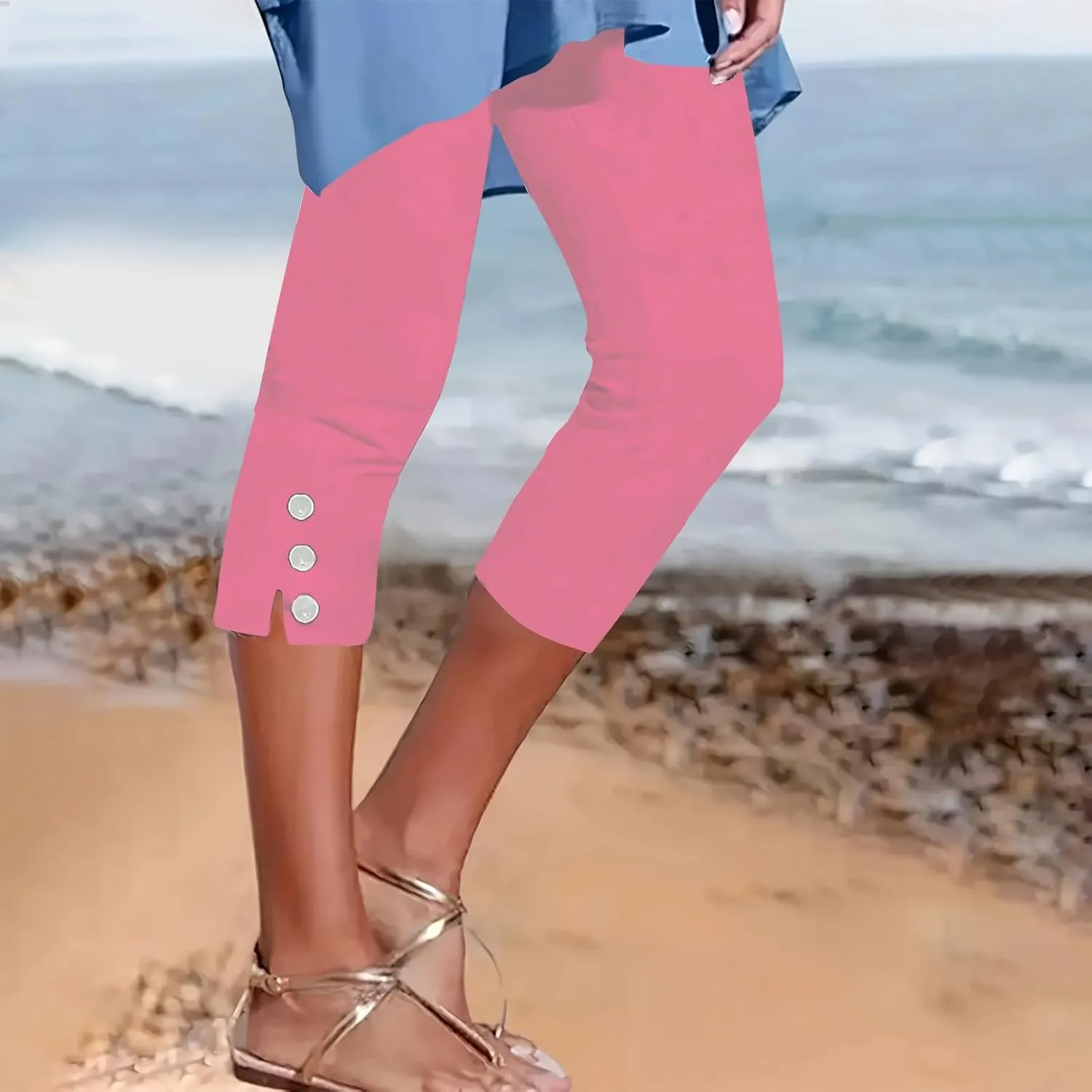Womens Capris for Summer Dressy Cropped High Waist Yoga Pants Casual Stretchy Leggings Workout Compression Pants