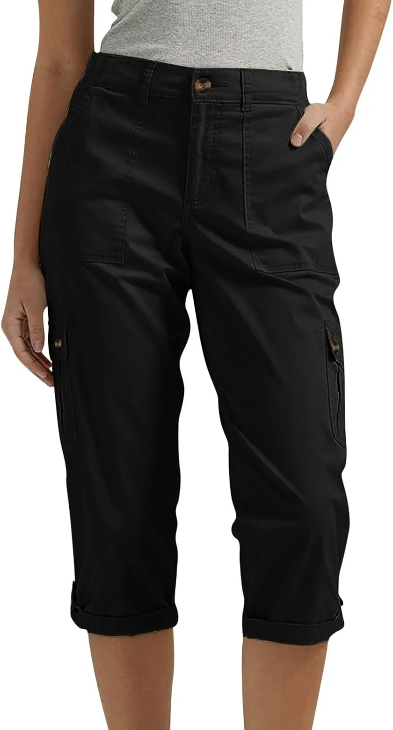 Women's Casual Capri Pants Plus Size High Waist Dress Straight Leg Petite Athletic Capri Short Trousers with Pockets