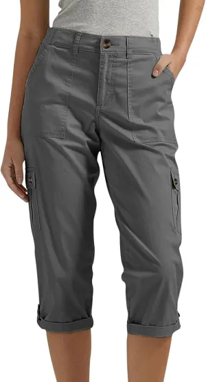 Women's Casual Capri Pants Plus Size High Waist Dress Straight Leg Petite Athletic Capri Short Trousers with Pockets