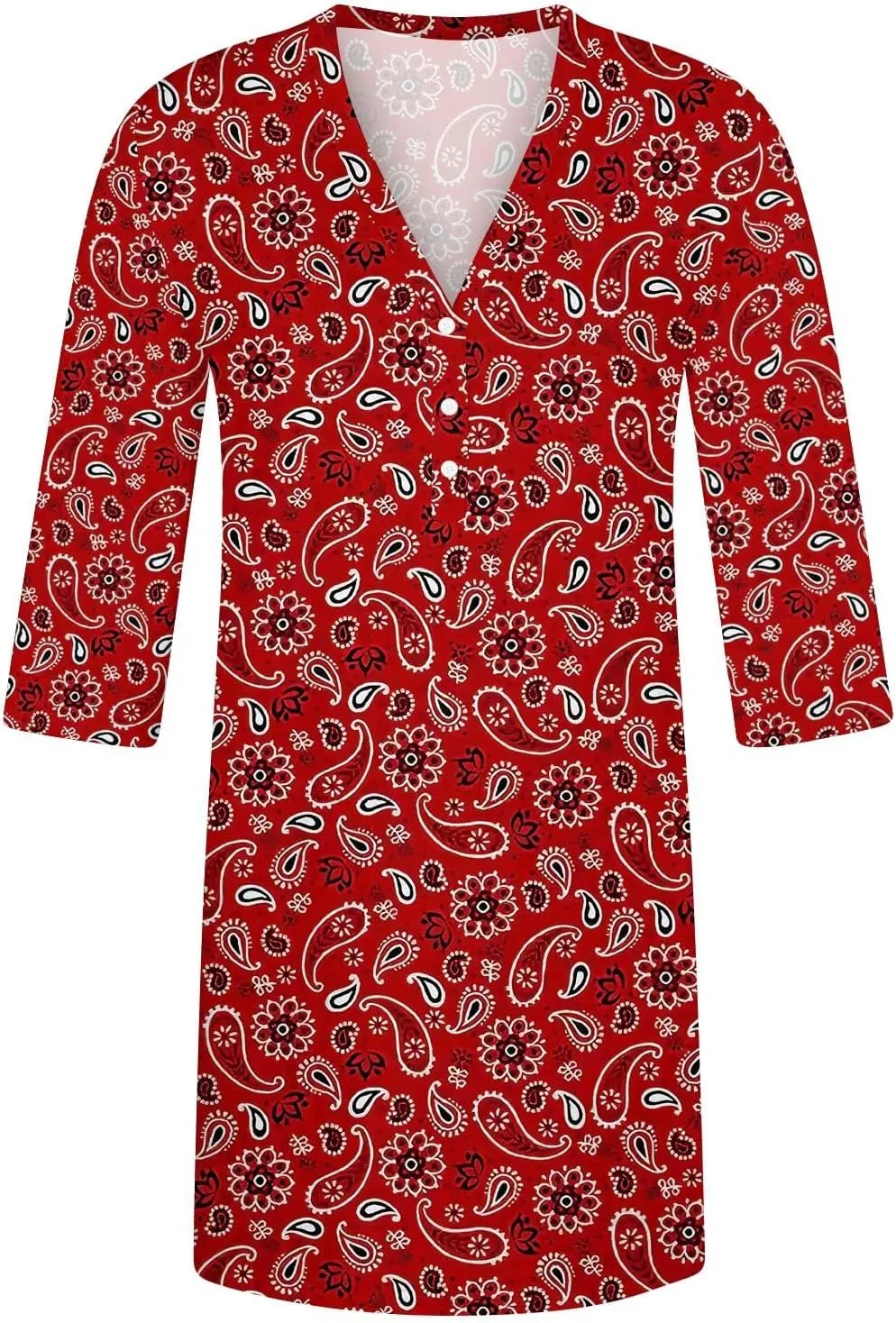 Women's Casual Dresses 3/4 Sleeve V Neck Floral Mini Dress Elegant Shift Short Dresses Tunic Dress
