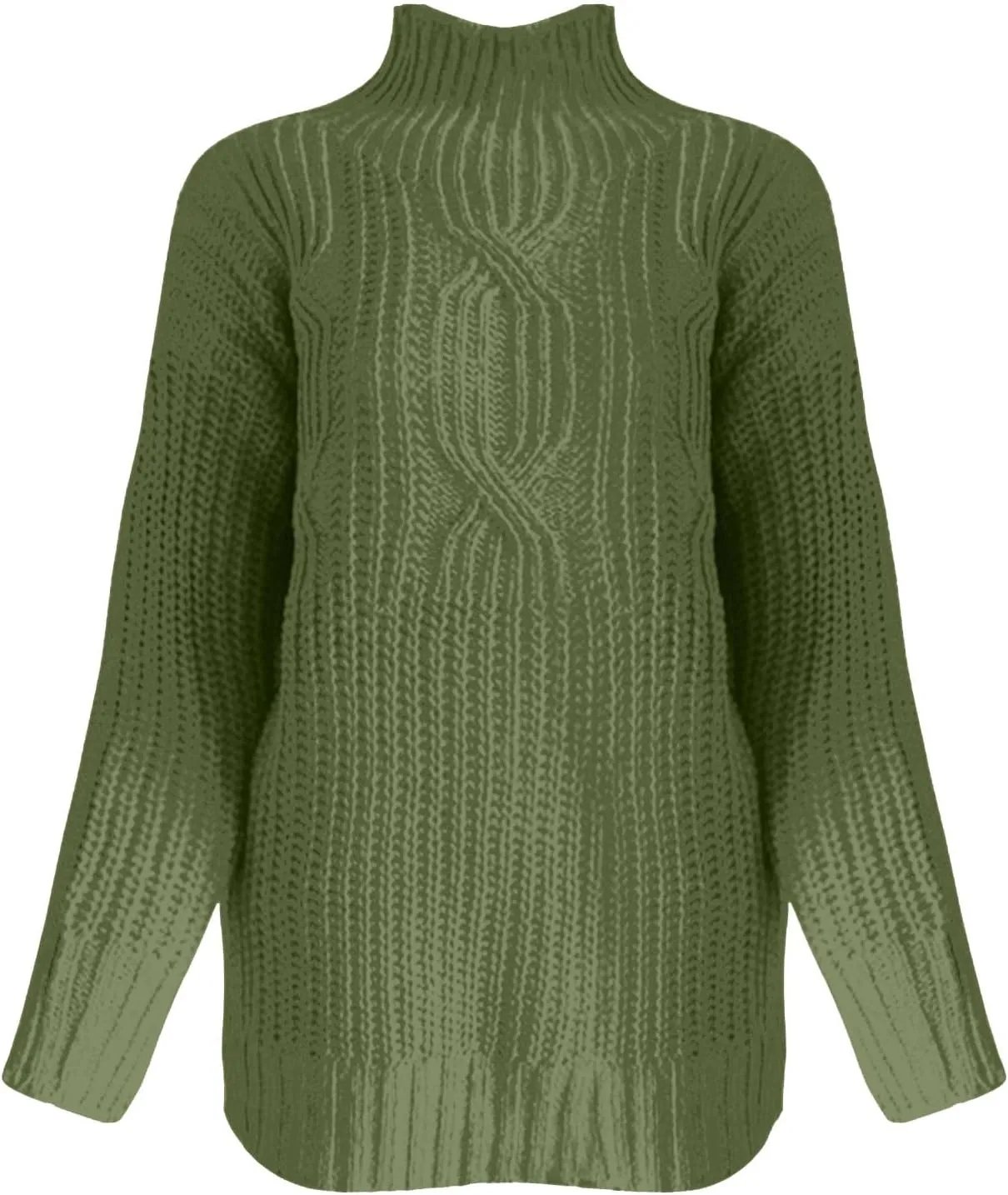 Women's Casual Loose Fitted High Neck Long Sleeve Sweaters Trendy Solid Color Thick Warm Simple Versatile Pullover Turtleneck