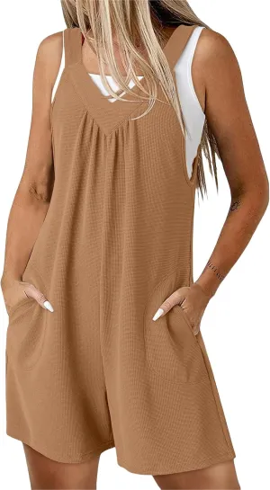 Womens Casual Rompers Summer Sleeveless Jumpsuits Shorts Overalls V Neck Romper Jumpers 2025 Outfits Clothes