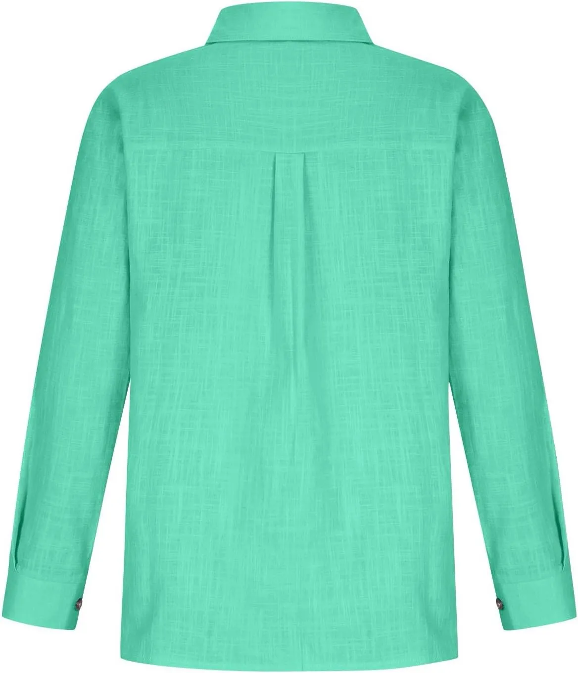 Womens Cotton Linen Button Down Shirt 2024 Spring Casual Long Sleeve Solid Color Shirts Loose Work Tops with Pockets