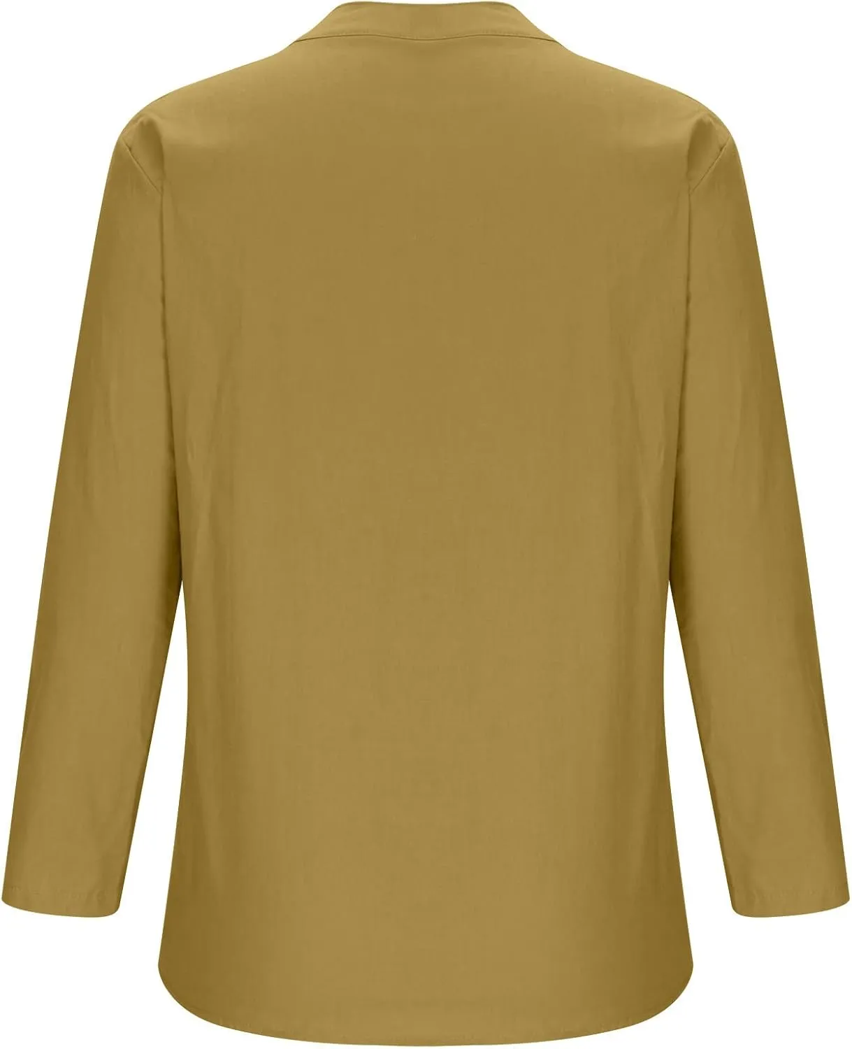 Womens Cotton Linen Shirts 2025 Summer Oversized 3/4 Sleeve Tunic Tops Casual Buttons V Neck Vacation Outdoor Blouses