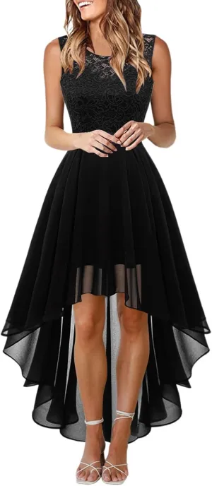 Womens Dresses Sleeveless Lace High Low Homecoming Dress Cocktail Prom Dresses 2025 Formal Wedding Guest Dresses