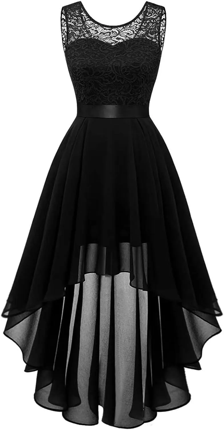 Womens Dresses Sleeveless Lace High Low Homecoming Dress Cocktail Prom Dresses 2025 Formal Wedding Guest Dresses