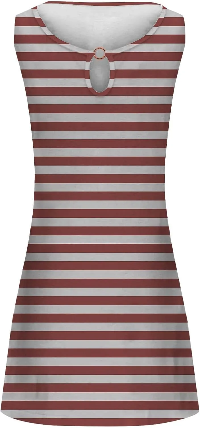 Womens Linen Summer Sleeveless Sun Dresses for Women 2025 Vacation Beach Casual Summer Sundresses Sleeveless Tank