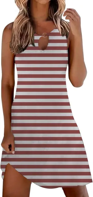 Womens Linen Summer Sleeveless Sun Dresses for Women 2025 Vacation Beach Casual Summer Sundresses Sleeveless Tank