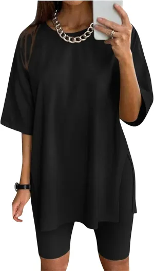 Womens Oversized Tshirt Crew Neck Short Sleeve Shirts Casual Loose Fit Tops Gym Workout Shirt Summer Tunic Top