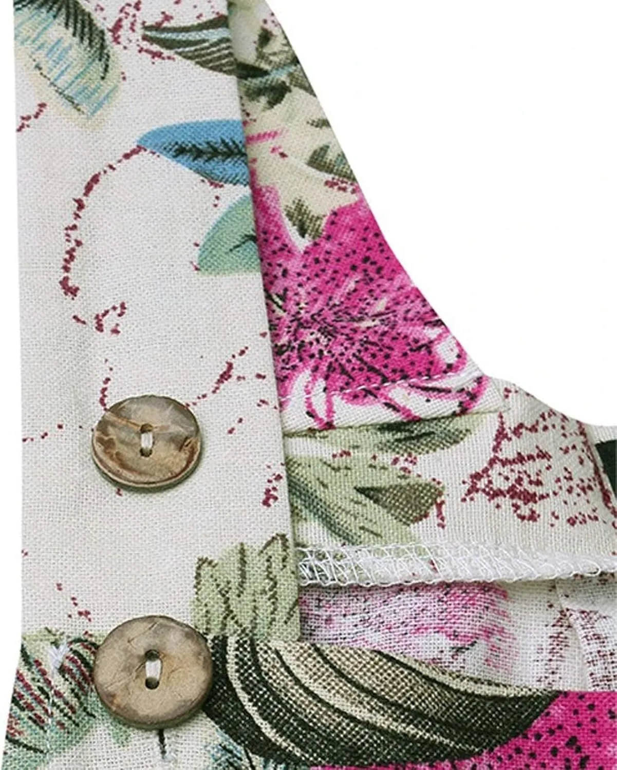 Women's Patchwork Dual Pocket Jumpsuit Loose Floral Print Bohemian Wide Leg Bib Overall
