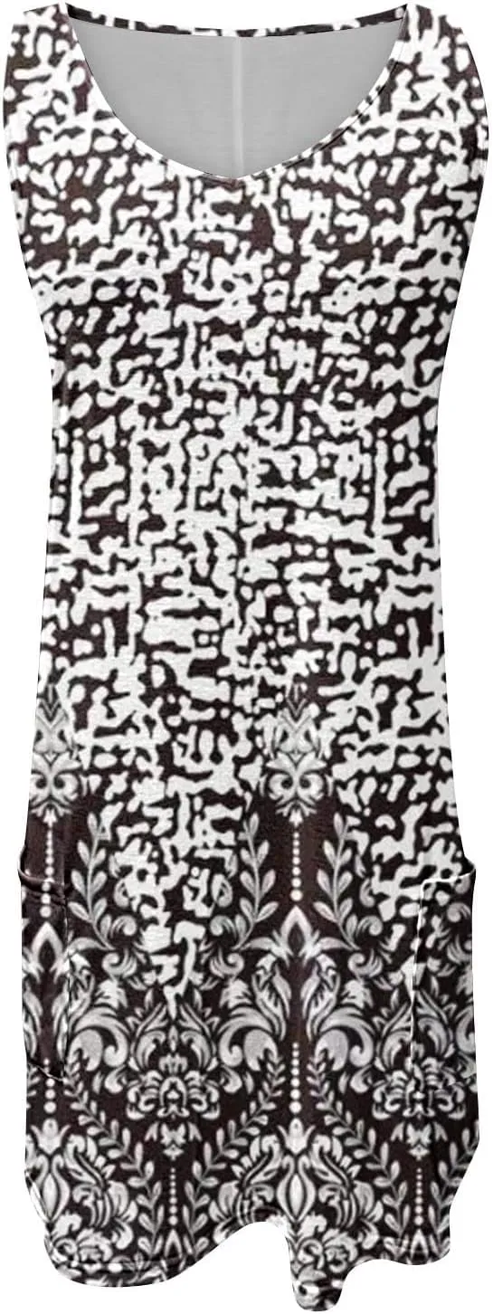 Women's Sleeveless Summer Dresses Aline Mini Dress Casual Dress Floral Printed Swing Dress Vacation Beach Dress