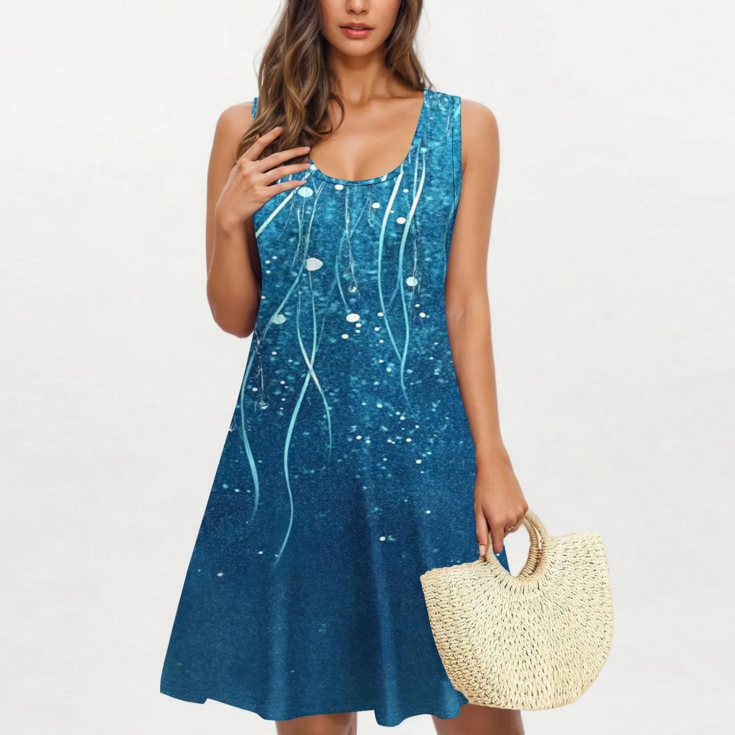 Women's Sleeveless Summer Dresses Aline Mini Dress Swing Dress Floral Printed Casual Dress Vacation Beach Dress
