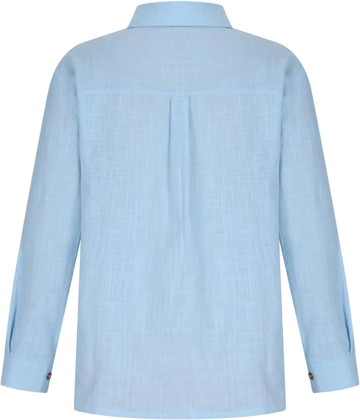 Womens Solid Button Down V Neck T Shirt Summer Cotton Linen Loose Blouse Long Sleeve Casual Work Tunic Tops