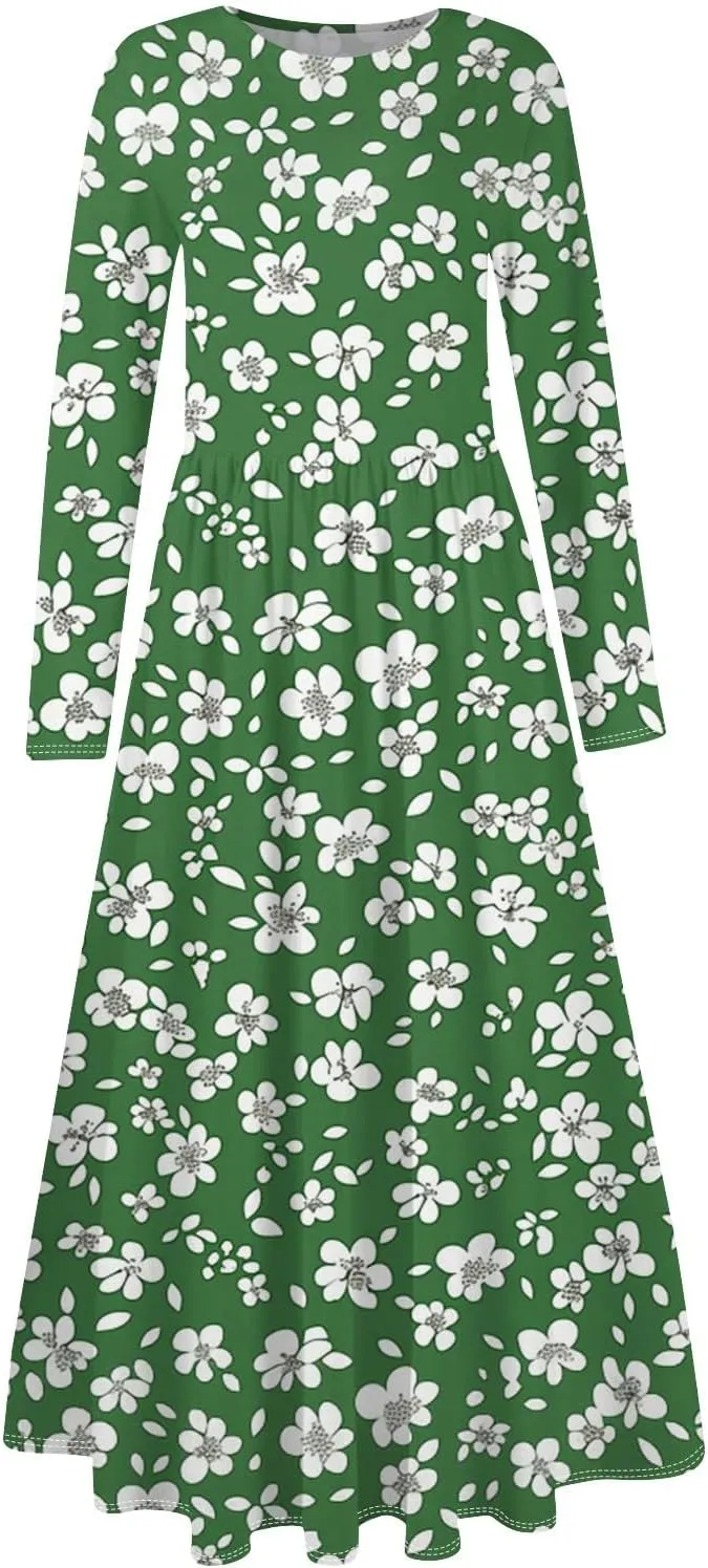Womens Spring Dresses 2025 Long Sleeve Midi V Neck Work Cute Modest Summer Fashion Waist Dress