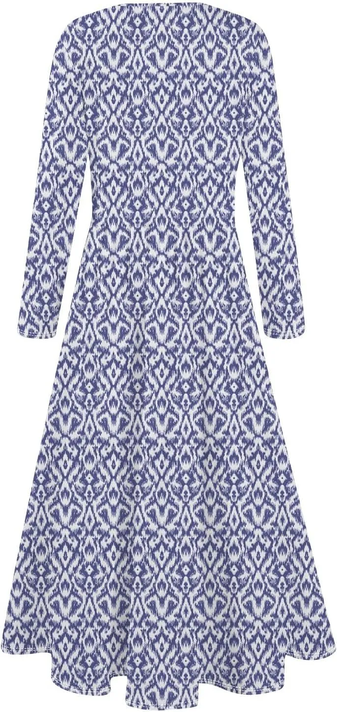 Womens Spring Dresses 2025 Long Sleeve Midi V Neck Work Cute Modest Summer Fashion Waist Dress