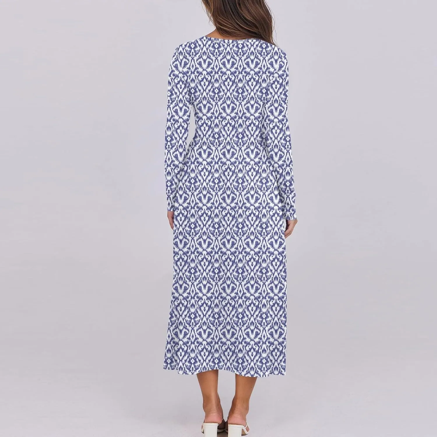 Womens Spring Dresses 2025 Long Sleeve Midi V Neck Work Cute Modest Summer Fashion Waist Dress