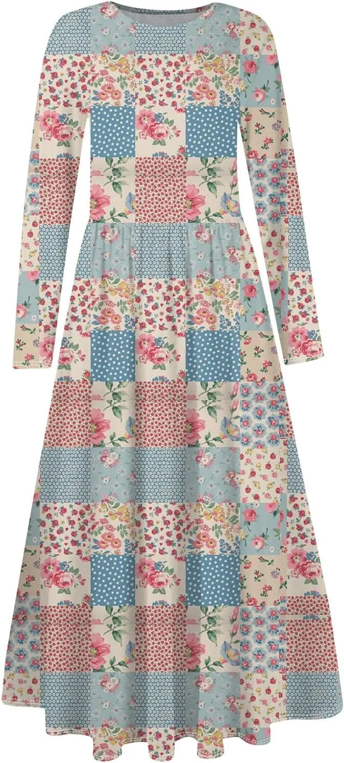 Womens Spring Dresses 2025 Long Sleeve Midi V Neck Work Cute Modest Summer Fashion Waist Dress