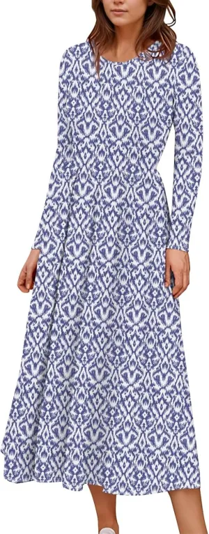 Womens Spring Dresses 2025 Long Sleeve Midi V Neck Work Cute Modest Summer Fashion Waist Dress