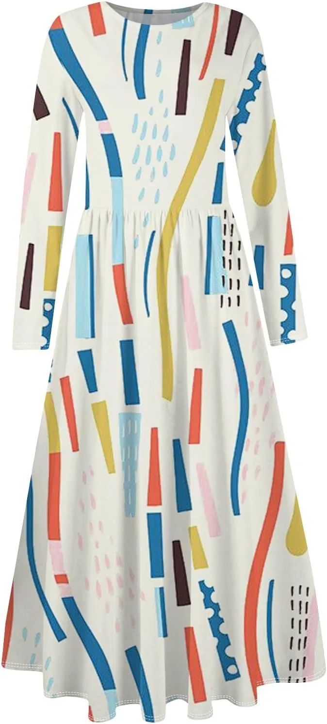Womens Spring Dresses 2025 Long Sleeve Midi V Neck Work Cute Modest Summer Fashion Waist Dress