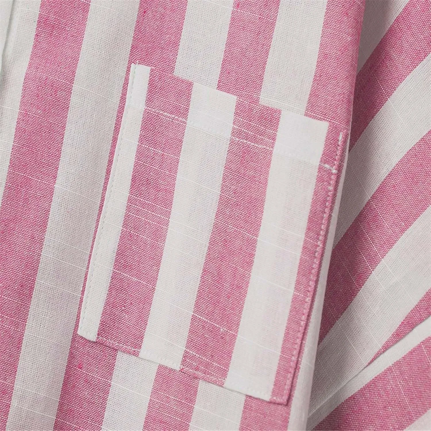 Women's Striped Linen Cotton Shirts Button Down Short Sleeve Blouses Collared Summer Casual Stylish V Neck Tops
