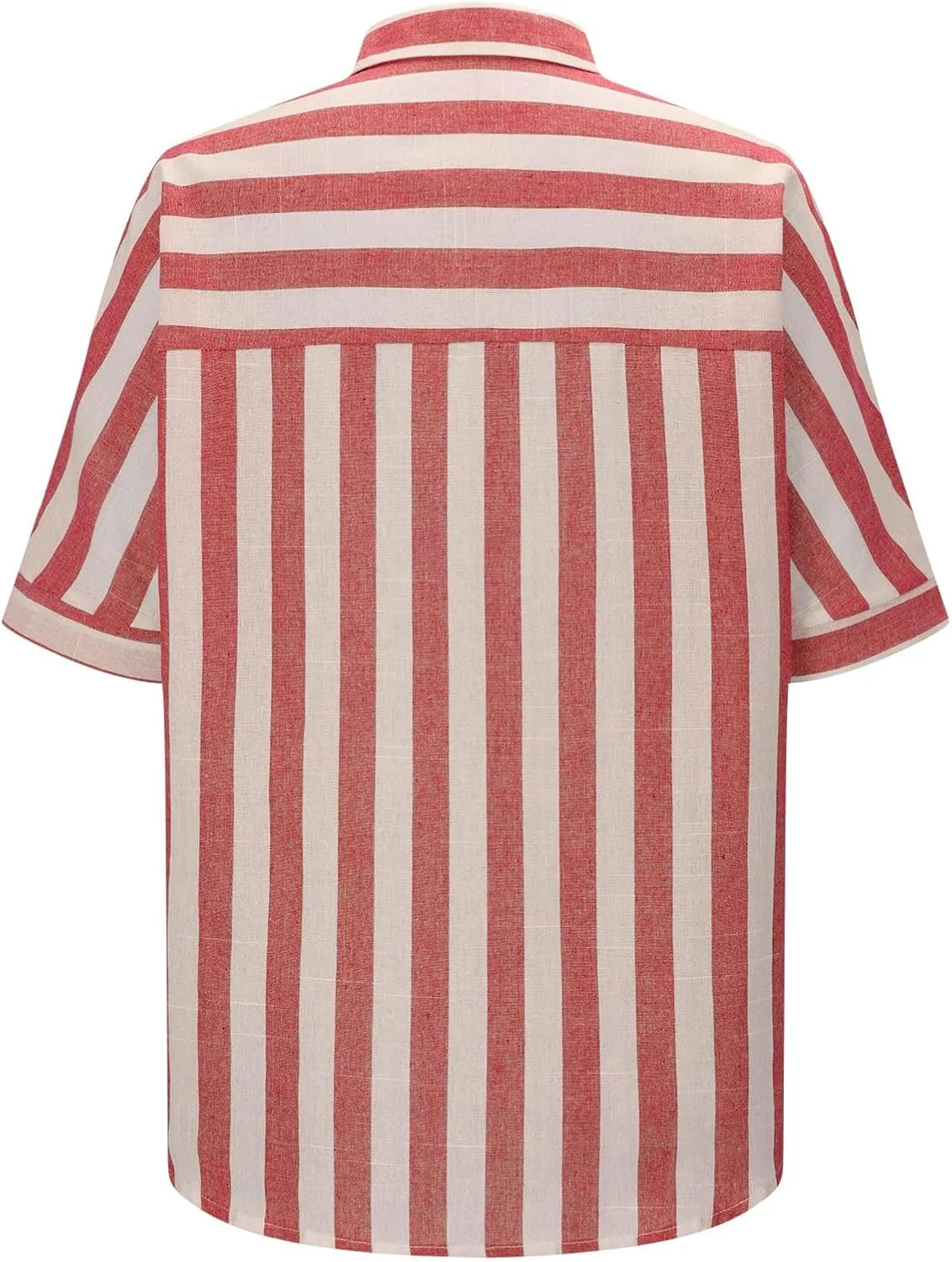 Women's Striped Linen Cotton Shirts Button Down Short Sleeve Blouses Collared Summer Casual Stylish V Neck Tops