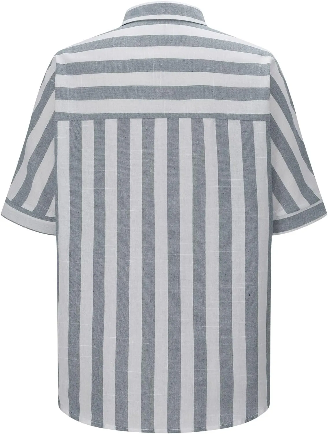 Women's Striped Linen Cotton Shirts Button Down Short Sleeve Blouses Collared Summer Casual Stylish V Neck Tops