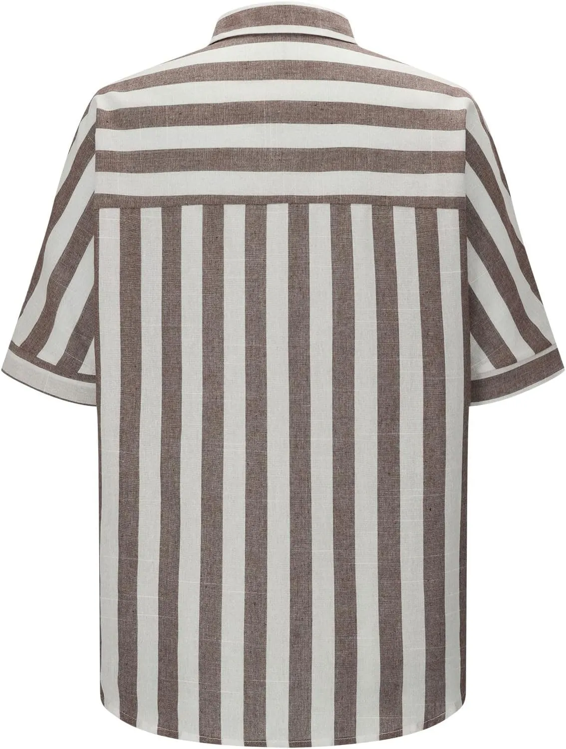 Women's Striped Linen Cotton Shirts Button Down Short Sleeve Blouses Collared Summer Casual Stylish V Neck Tops