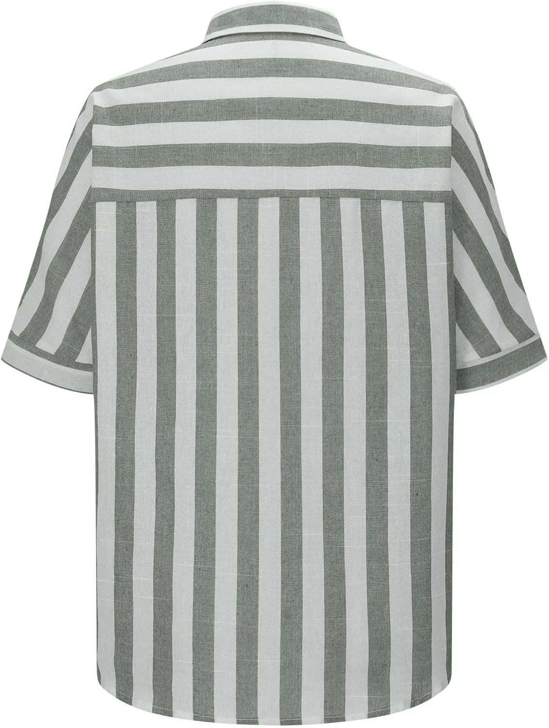 Women's Striped Linen Cotton Shirts Button Down Short Sleeve Blouses Collared Summer Casual Stylish V Neck Tops