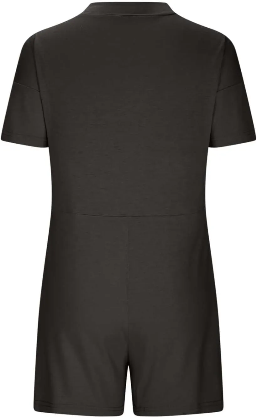 Womens Summer 2025 Plus Size Romper Jumpsuits with Pockets Short Sleeve V Neck Trendy Casual Overall Shorts