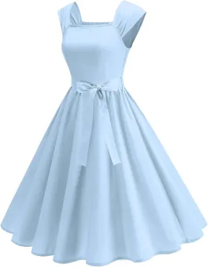 Women's Summer Casual Dress Dress Waist Bow Solid Color Cotton Vest Skirt Retro Elegant Casual Boho Floral