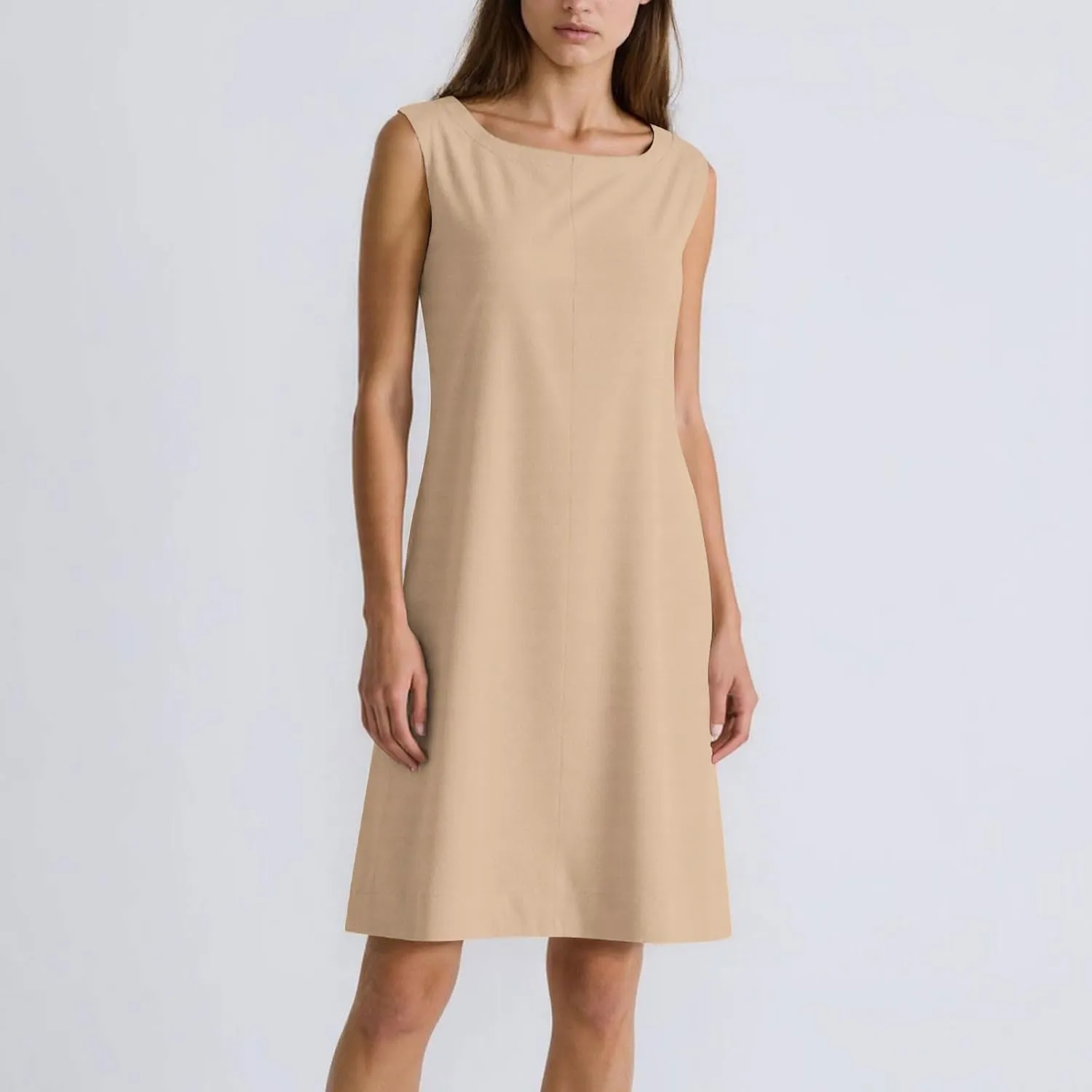 Women's Summer Cotton Linen Scoop Neck Sleeveless Tank Dress Casual Loose Fit Tunic Dresses Beach Vacation Sundress