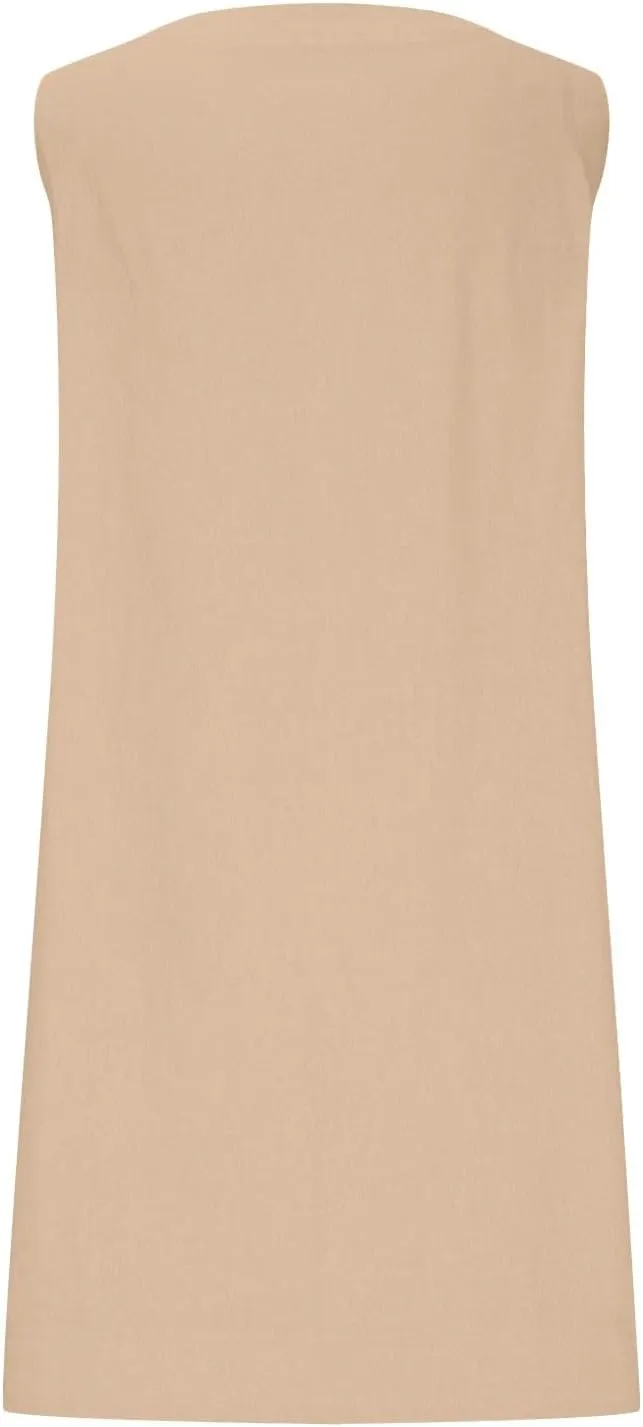Women's Summer Cotton Linen Scoop Neck Sleeveless Tank Dress Casual Loose Fit Tunic Dresses Beach Vacation Sundress