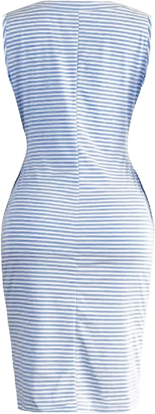 Women's Summer Dresses 2023 Casual Striped Sundresses Short Sleeve T-Shirt Dress Tie Waist Dress with Pockets Skirts