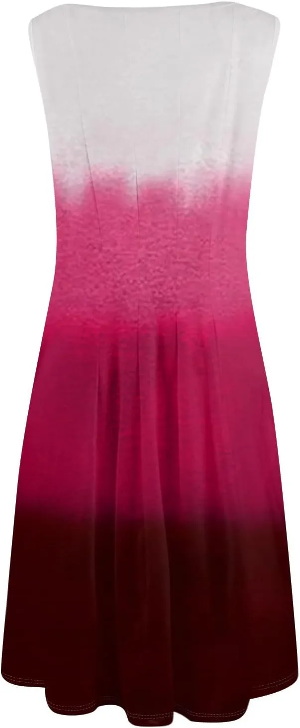Women's Summer Dresses Cute Sundress Pleated Dress Tank Dress Sleeveless Fashion Wrap Dresses A Line with Pockets