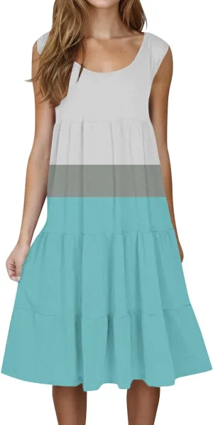 Womens Summer Dresses Summer Dresses for Women Plus Size Beach Dress Casual Sundresses Sexy Sleeveless Dress Flowy